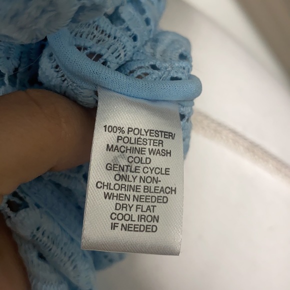 NWT Women’s LOFT Baby Blue Mesh Crochet Blouse Size Small - Picture 7 of 8